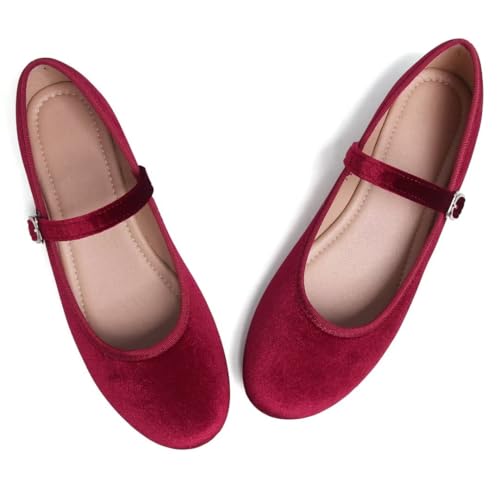 Image of TN TANGNEST Women's Velvet Flats Round Toe Ballet Shoes | Elegant Bowknot Flats Comfortable Casual Slip On Flats for Work