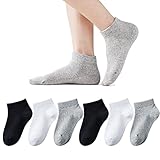 EPEIUS Kids Ankle Socks Toddler Girls Seamless Low Cut No Show Socks Cotton Thin Athletic Socks for Boys 3-5 Years Black White Grey 6 Pack S
