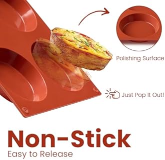 JOERSH 2-PK Silicone Egg Mold for Breakfast Sandwiches 3 Inch Round Muffin Top/Egg Pan, Oven Baking Silicone Molds for English Muffins, Whoopie Pies, Egg Patty Bites