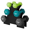 SONGMICS Hex Dumbbells Set with Stand – 2 x 1 kg, 2 x 2 kg, 2 x 3 kg, Neoprene Matte Finish, Hand Weights for Home…