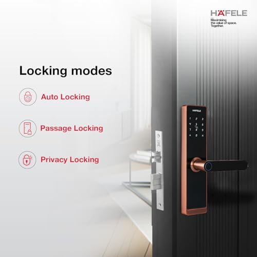 Image of Hafele RE-ACH Smart Digital Lock | Fingerprint | PIN | OTP | RFID Access Card | Mechanical Key | BLE | Mobile App | Privacy Feature | Antique Copper | 1 Year Warranty