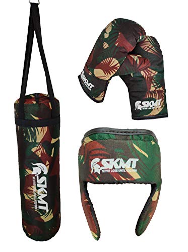 Image of SKMT NEVER LOSE UNTIL YOU WIN Kids Boxing Set for Ages 2-8 Years (CAMO Brown)