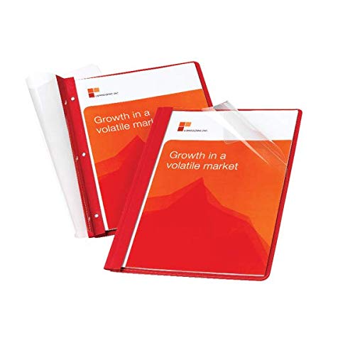 Office Depot Leatherette Clear-Front Report Covers, Red, Pack of 10, OD55881