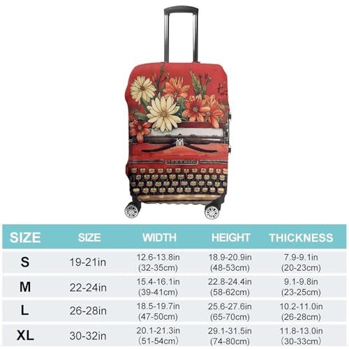 Travel Luggage Cover Elastic Suitcase Protector Anti-Scratch Washable Typewriter And Flowers Luggage Sleeve Tsa Approved Carry on Covers Baggage Cover Fits 18-32 Inch Luggages2
