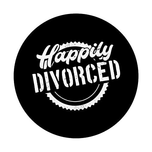 Divorced Design For Divorce Party - Happily Divorced PopSockets Swappable PopGrip, Black - Image 3