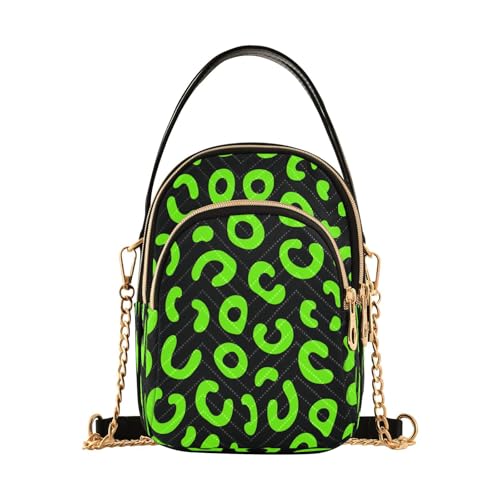 SyXIOP Leopard Pattern Neon Green Black trendy crossbody shoulder with