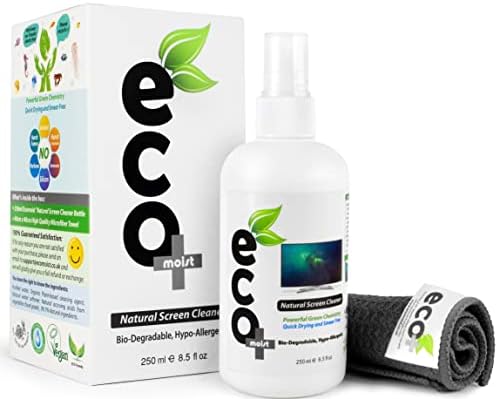 Ecomoist Natural Screen Cleaner 250ml with Fine Microfiber Towel For LCD TFT Plasma Computer Laptop Made in UK