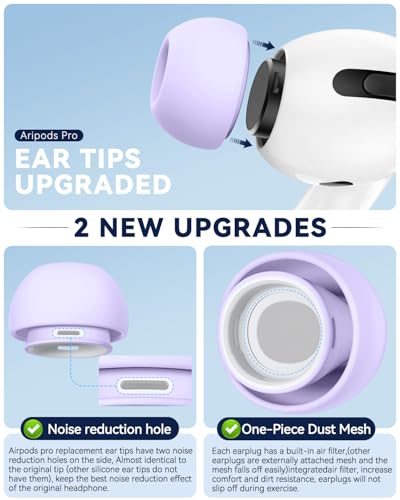 Image of 4 Pairs Replacement Ear Tips for AirPods Pro 2nd /1st (Purple)