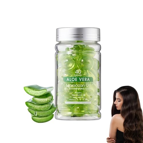Siero per capelli multivitaminico, capsule di siero per capelli, levigante e nutriente, con olio vitaminico per capelli lisci e sani (40 capsule, aloe vera)