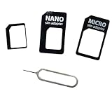  HCL Handycop® 3in 1 Set Nano SIM Karten Card Adapter - Nano zu Micro - Nano + Micro zu Standard - SIM Karte für Smartphones