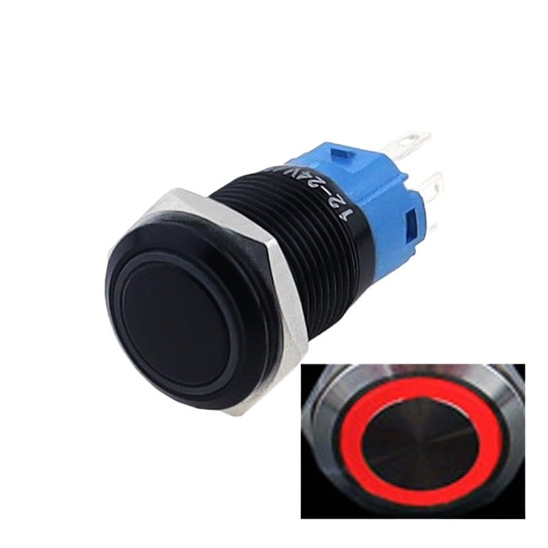 Bouton-poussoir étanche avec repère lumineux LED rouge 5V pour circuit