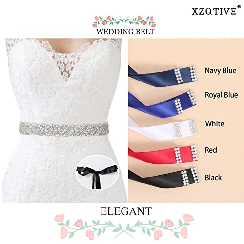 Xzqtive Bridal Belt Handmade Crystal Rhinestone Braided Wedding Dress Sash Belt For Bridal Gowns, Silver, Black Organza #TOP3