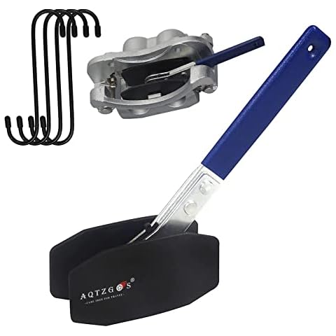 AQTZGOS Brake Caliper Press Fitting Tool Brake Caliper Compression Tool 360° Adjustable, Ratcheting Brake Caliper Piston Expander Tool with 4pcs Caliper Hook for Brake Piston Disc Brakes(Blue) Cover