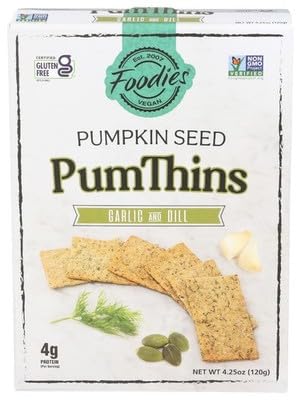 Foodies Thins Pumpkin Garlic Dill 4.25 oz (Pack of 6)