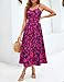 Annebouti Spring Summer Maxi Dress for Women 2025 Petite Casual Trendy Open Back Ruched A-Line Sleeveless Spaghetti Strap Floral Beach Long Sundresses with Pockets Rose Navy XS