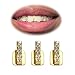 Longita 3pcs Rhinestone Gold Grills for Your Teeth Grillz for Women Men Gold Tooth Cap Teeth Grillz for Women Golden Tooth Jewelry Mouth Grills Men Hip Hop Outfits Custom Accessory Halloween Party