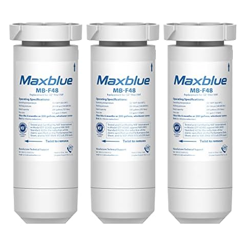 Maxblue MB-F48 Replacement for GE® XWF, WR17X30702, NSF Certified Refrigerator Water Filter, 3 Filters Cover