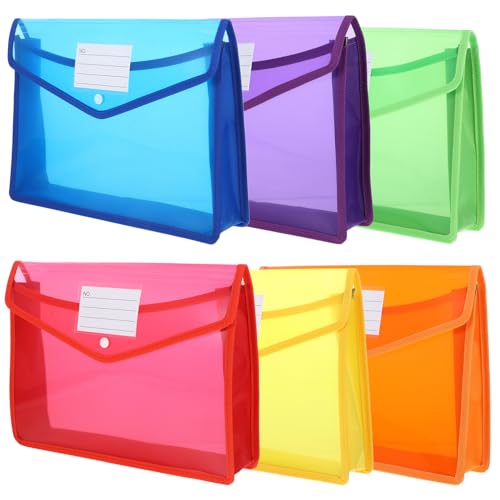 Pochettes plastiques A4 transparentes Healvian lot de 6 avec bouton-pression pour bureau