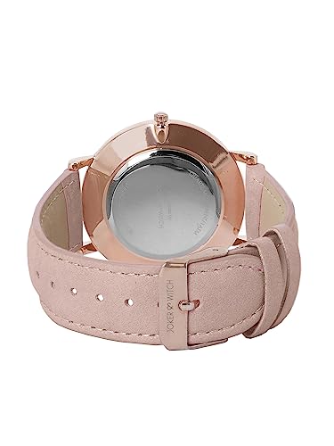 Image of Joker & Witch Leather Women Cotton Candy Analog Watch Bracelet Stack, White Dial, Pink Band