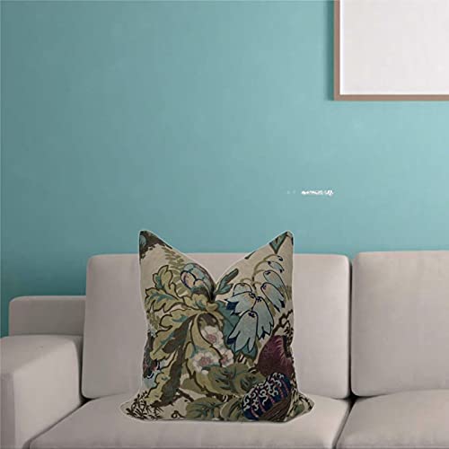 ArogGeld Fairbanks Savoy Plum Cushion Cover Chinoiserie Pillow Cover Double Side Farmhouse Accent Pillow Home Decorative Toss Pillow for Living Room Sofa Housewarming Birthday Gift Linen 18Inch