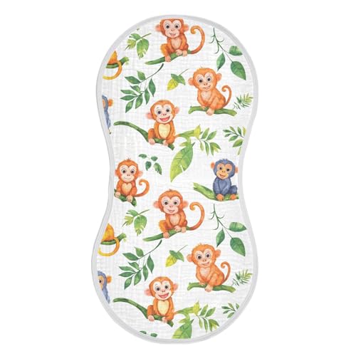 vvfelixl Baby Burp Cloths Funny Jungle Monkeys Baby Newborn Cotton Burping Cloths Set Babys Washcloths 4 Pack