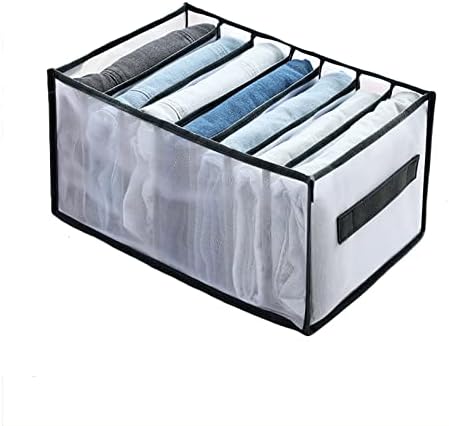 MUYOGRT Clothes Drawer Organizer, Jeans Dividers Storage Box, 7/9 Grid Closet Organizer and Storage Baskets, Foldable Drawer Organizer Suitable for Pants Underwear T-Shirt