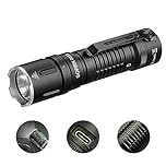 Sofirn SC33 Torches LED Super Bright, USB C Rechargeable Tactical Torch 5200 Lumens Powerful Flashlight with Tail E-Switch, Boost Driver, for Camping Hiking Emergency