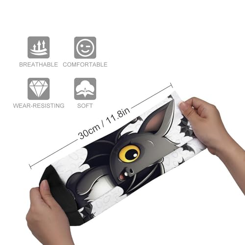 Cute Bat Socks for Women Men Cotton Sock Breathable Boot Socks Warm Calf Socks for Hiking Work Crew Socks Thin Casual Long Socks 11.8 in2