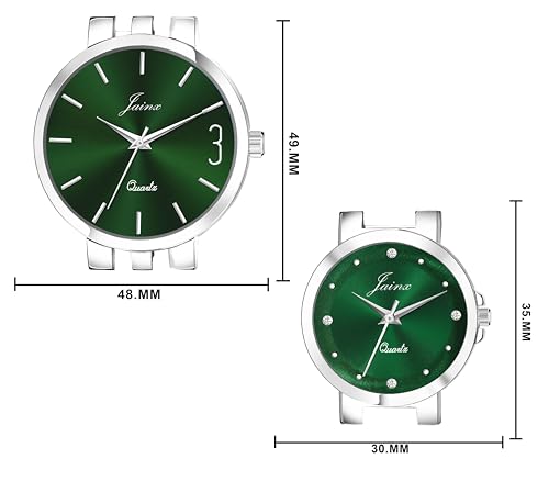 Image of jainx Steel Chain Gift Set Analog Wrist Watch for Couple (Blue /Green Color Dial)