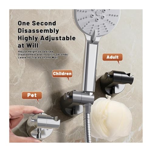 Support de douche à ventouse 360 orientable et adhésif sans perçage