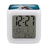 Rooster Alarm Clocks Color Changing LED Clock Digital Alarm with Time Date Temperature