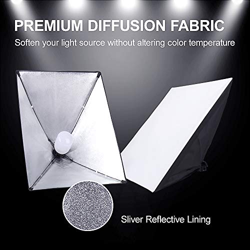 1600W Softbox Photography Lighting, Heorryn Continuous Softbox Lighting Kit 20"X28" Professional Photo Studio Equipment With 2M Adjustable Stand And 5500K Led Bulb For Video Filming Portraits #TOP2