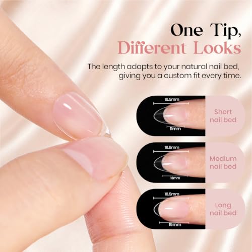 Image of Beetles Extra Short Almond Nail Tips, 12 Sizes 288 PCS Pre-Shaped