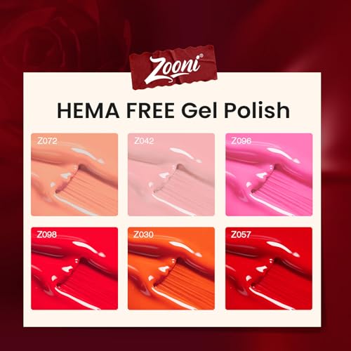 Set de Esmaltes en Gel Zooni 8 Piezas Colores Nude Rosa y Rojo miniatura 2