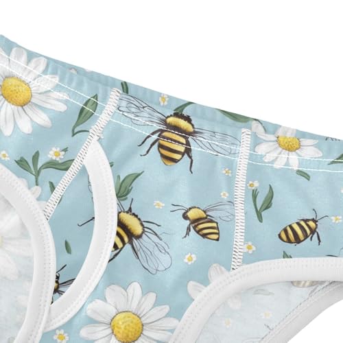 Wusikd Bees Daisies Boys' Underwear Cotton Blue Boys Briefs Soft Toddler Underwear 2T4