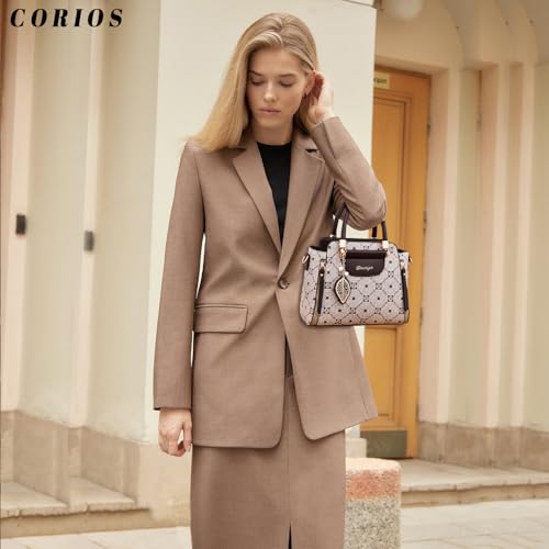 Image of CORIOS Elegant Handbag for Women PU Leather Shoulder Bag Ladies Crossbody Bag Fashion Messenger Bag Top-handle Bag