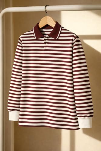 Image of Mack Jonney Men's Premium Black Striped Polo T-Shirt | Long Sleeve Cotton Blend | Casual & Smart Wear-M6752