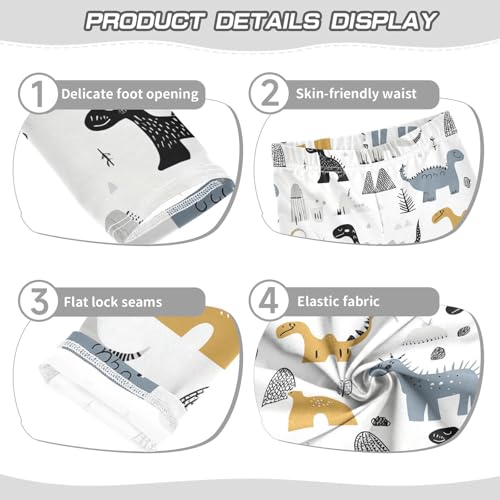 Wusikd Dinosaurs Girls' Leggings Toddler Doodles Kids Yoga Pants Dance Active Tights 4T3