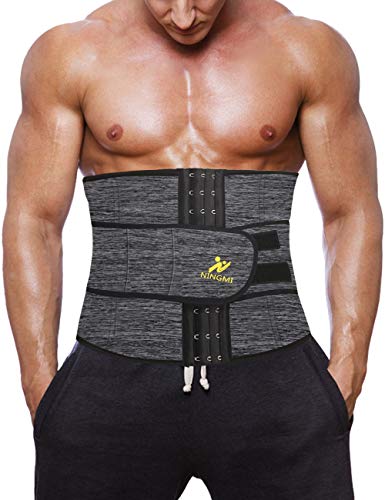 NINGMI Ceinture de Sudation Ceinture Abdominale Néoprène Soutien du Dos Ceinture de Minceur Minceur Ajustable Réglable Slimming Belt Gaine Amincissante Fitness,Small,Gris