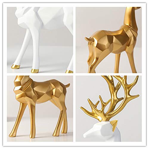 Outasight Nordic Style Origami Elk, Resin Sitting Standing Deer Statues, Reindeer Figurines, Ornaments Living Room Tv Cabinet Wine Cabinet Gifts For Home Decoration (One Pair) (White) #TOP2