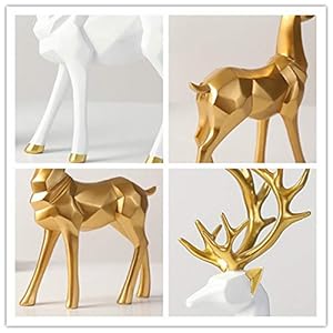 OUTASIGHT Nordic Style Origami Elk, Resin Sitting Standing Deer Statues, Reindeer Figurines, Ornaments Living Room TV Cabinet Wine Cabinet Gifts for Home Decoration (One Pair) (White) OUTASIGHT Nordic Style Origami Elk Resin Sitting Standing Deer Statues Reindeer Figurines Ornaments Living Room TV Cabinet Wine Cabinet Gifts for Home Decoration One Pair White