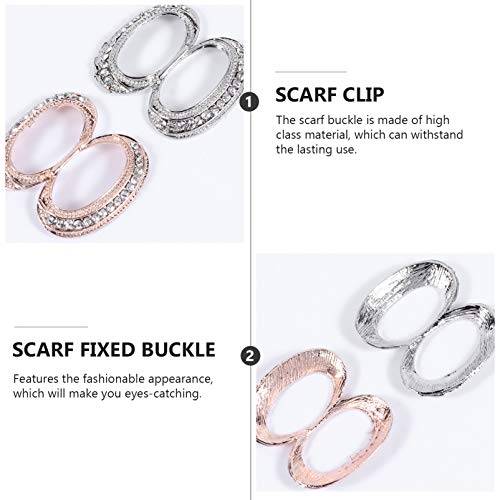 ABOOFAN 4Pcs Lenços Fivela de Três Anéis Lenço Anel Fivela Clipe Xale Suporte de Fivela Pino Broche