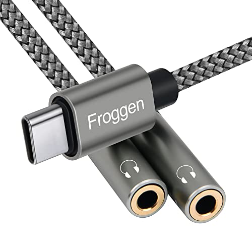 Froggen Adaptateur pour Casque USB-C vers Double 3,5 mm, écouteurs Intra-Auriculaires USB-C & Aux/Audio Compatible avec iPad Samsung Galaxy S21+ S20 Note 20 Ultra OnePlus Nord 9/8/7T Pro Pixel 5/4/3 Cover