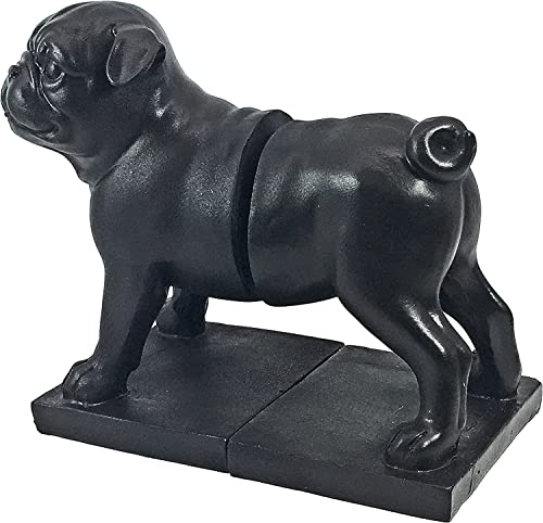 Bellaa Boston Pug Bookends, Decorative Book Ends For Bookshelves, Rustic Vintage Antique Black Animal Home Decor, Shelf Decor, Unique, Modern Living Room, Office Desk, Bookcases Decoration, 8 Inch #TOP4