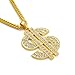 HUITIAN INTL Gold Chain with Dollar Sign Big Money Necklaces for Men Women Stainless Steel Rhinestone Jewelry Fashion Pendants with 28 Inches Cuban Chain (Gold)Spinner Dollar Sign Necklaces 36 Inches