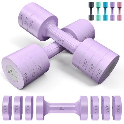 Adjustable Dumbbells Hand Weights Set: Sportneer 1 Pair 0.9-4.5KG (0.9-2.3KG) Fast Adjust Dumbbell Weight 6 In 1 Free Weights Barbells For Women Men Home Gym Workout Exercise Strength Training by Sportneer - Used condition - CA$26.20