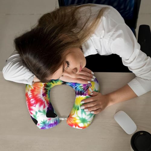 Almohada para viaje con diseño oso tie dye y soporte cuello miniatura 7