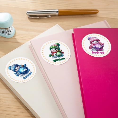Image of Personalized Cute Christmas Snowman Stickers