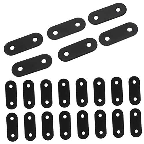 KICHOUSE 20pcs Black Flat Steel Corner Flat Corner for Wood Metal Plate Slim Upright Gate Corner