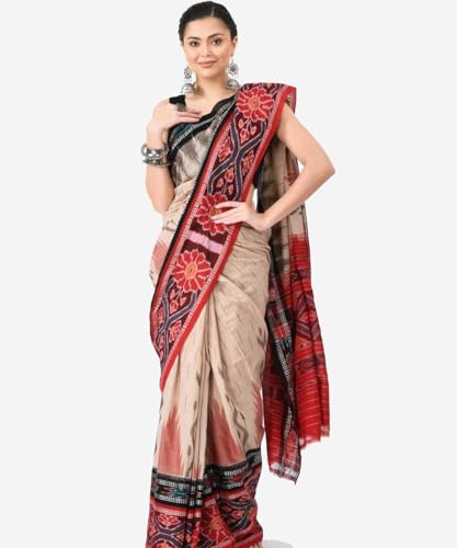 Image of Nuapatna Cotton Saree of Odisha Ikkat Orissa Traditional Handloom Sari | Bomkai | Pata | Nuapatana | sambalpuri saree | khandua patta sare | without Blouse S6